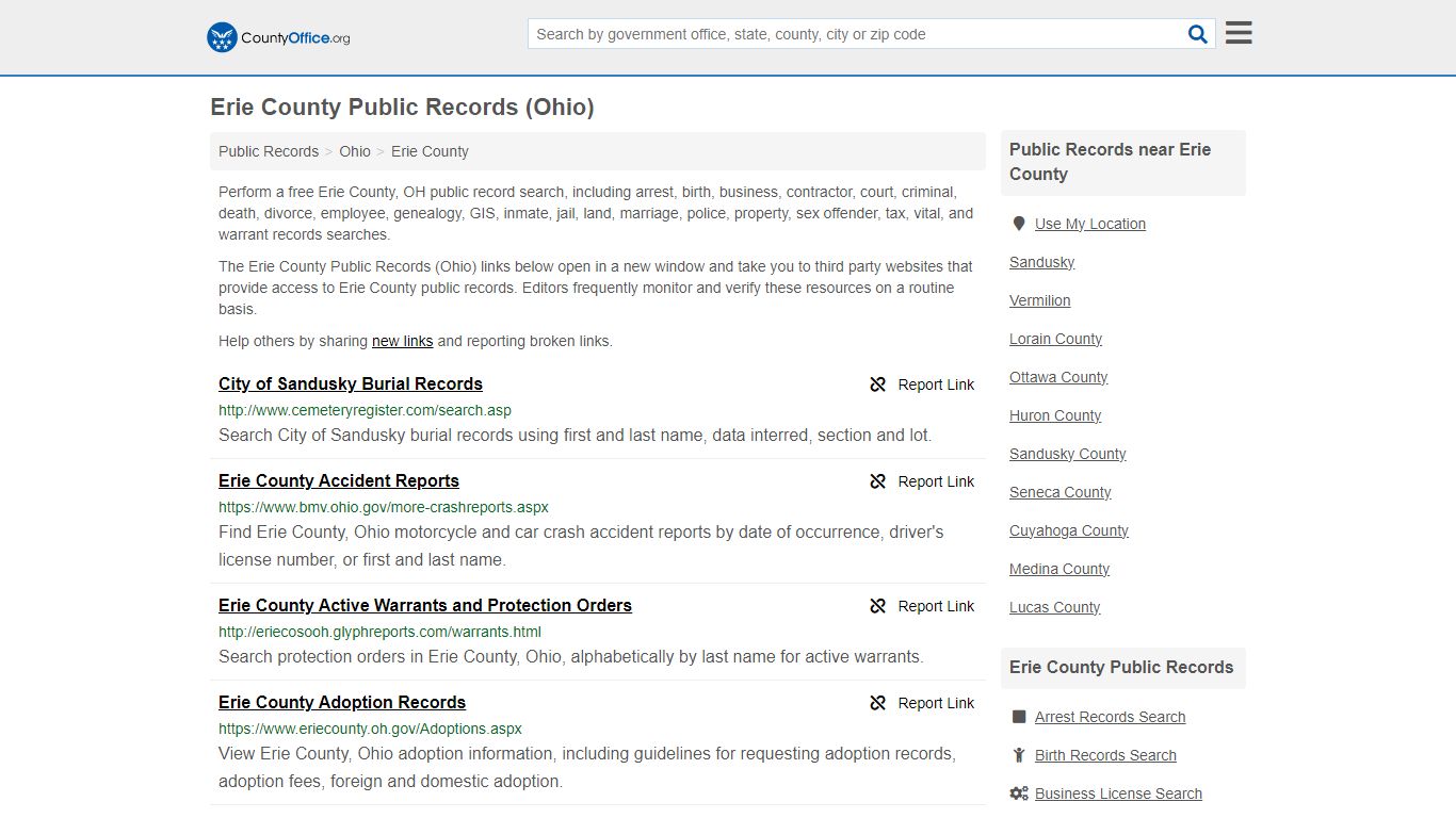 Erie County Public Records (Ohio) - County Office