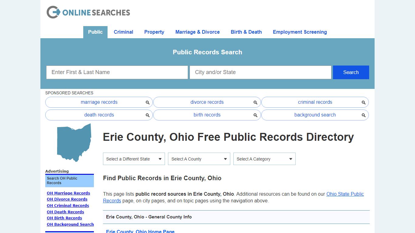 Erie County, Ohio Public Records Directory - OnlineSearches.com