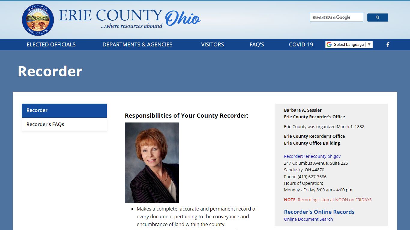 Recorder - Erie County, Ohio
