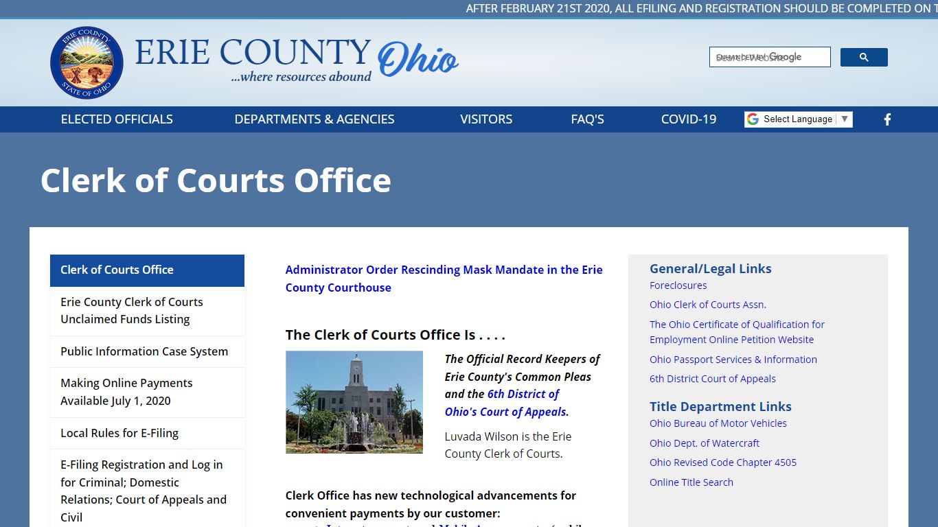 Clerk of Courts Office - Erie County, Ohio